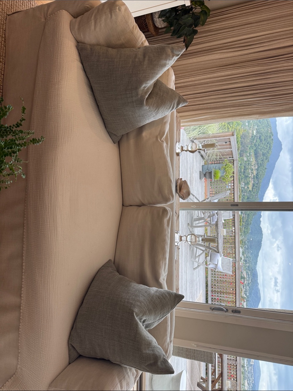 PAIR (of 2) Pottery Barn Ice blue linen pillow covers - euro sham size